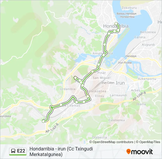 E22 Bus Line Map