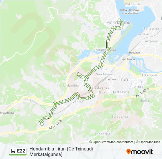 E22 Bus Line Map