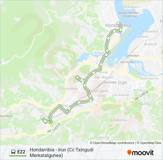 E22 Bus Line Map