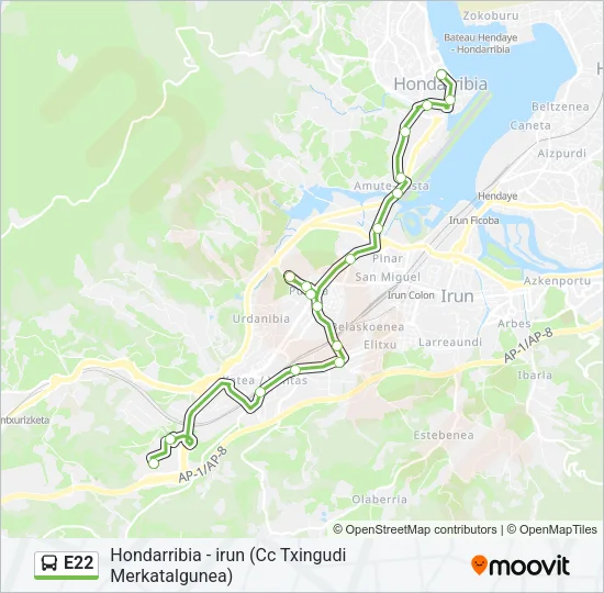 E22 Bus Line Map