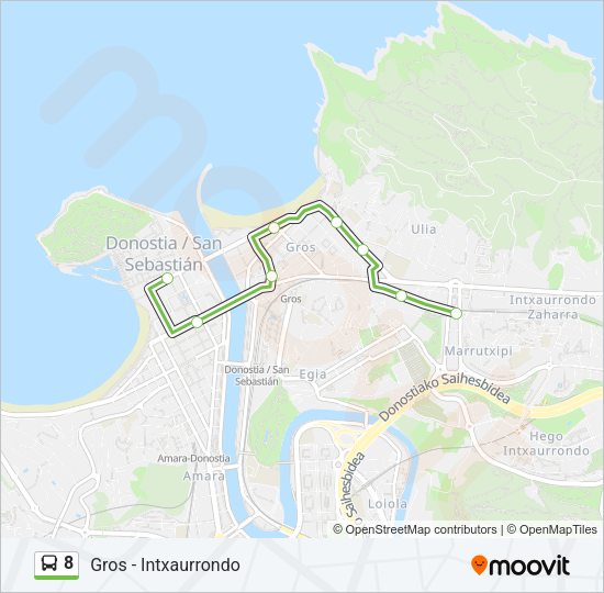 Mapa de 8 de autobús