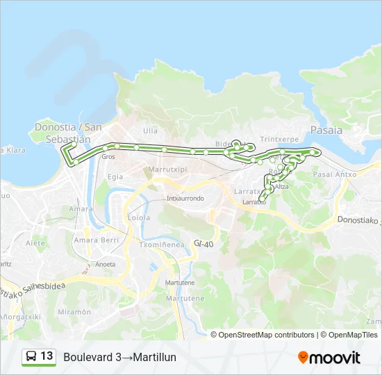 13 Bus Line Map
