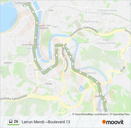 26 Bus Line Map