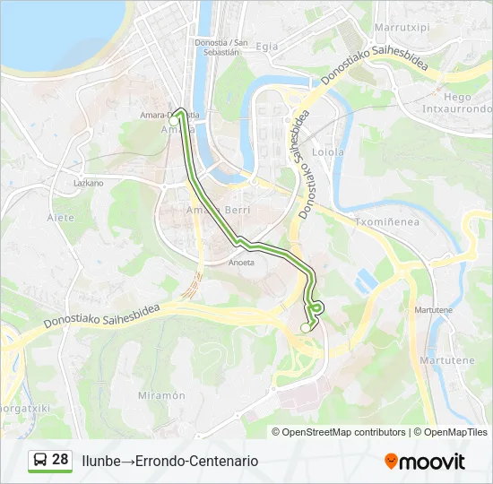 28 Bus Line Map