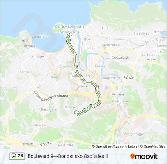 Mapa de 28 de autobús