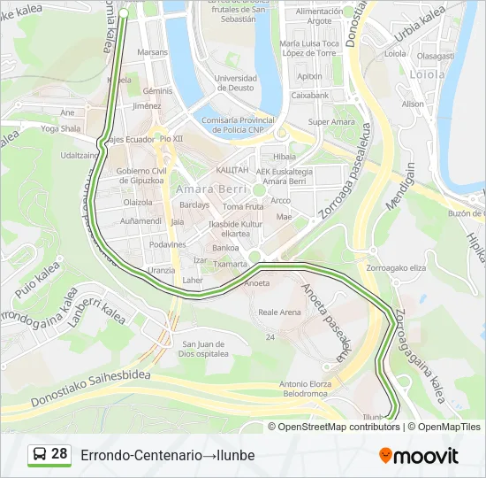 28 Bus Line Map
