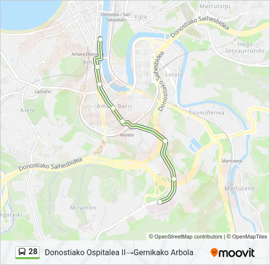 28 Bus Line Map