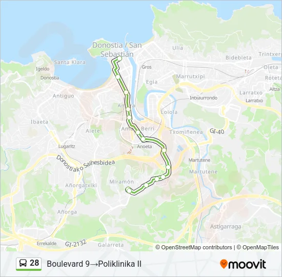 28 Bus Line Map