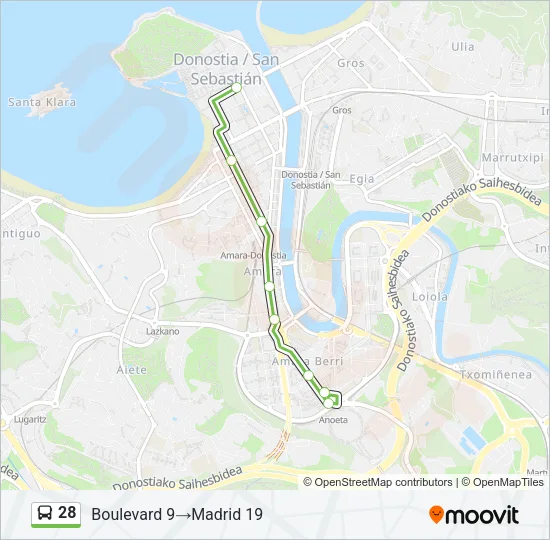 28 Bus Line Map
