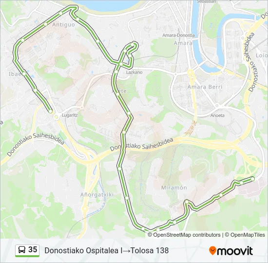 35 Bus Line Map