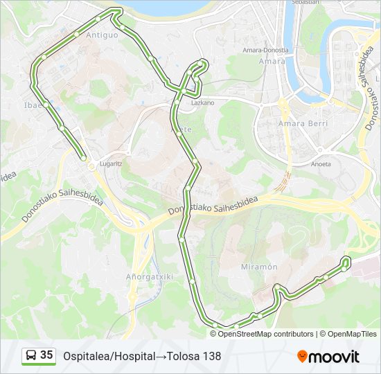 Mapa de 35 de autobús