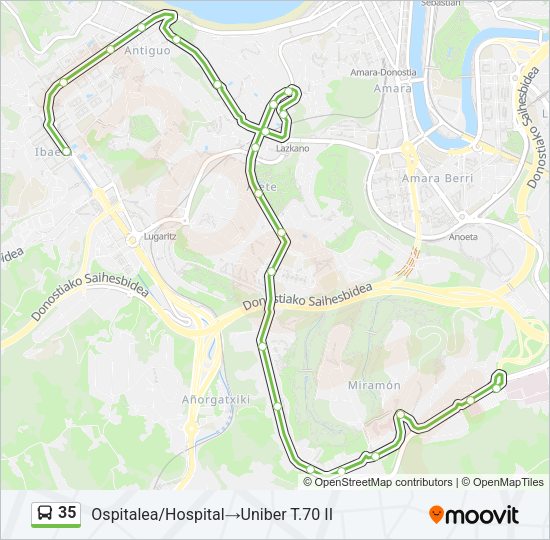 Mapa de 35 de autobús