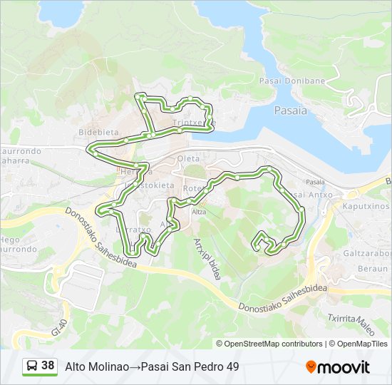 Mapa de 38 de autobús