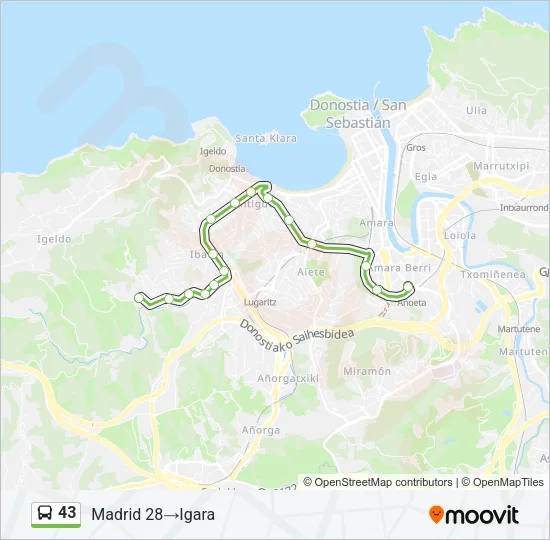 43 Bus Line Map