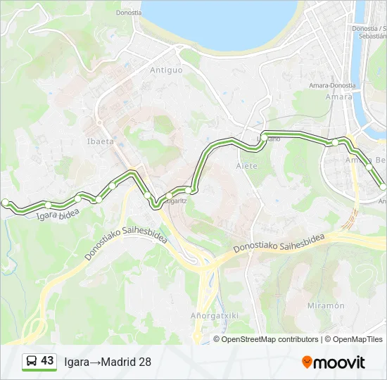 43 Bus Line Map