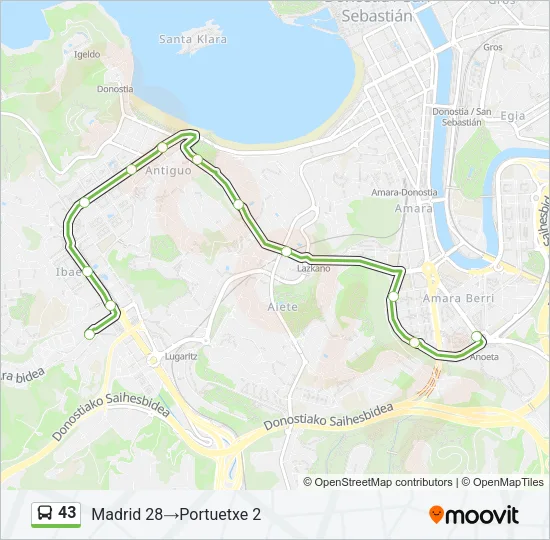 43 Bus Line Map