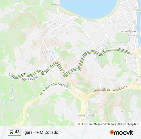 43 Bus Line Map