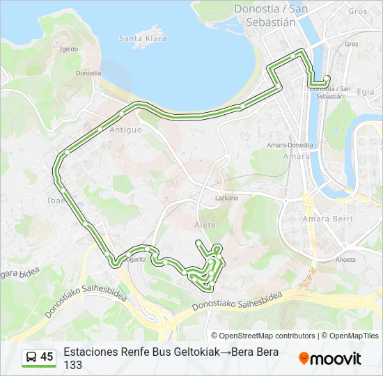 45 Bus Line Map