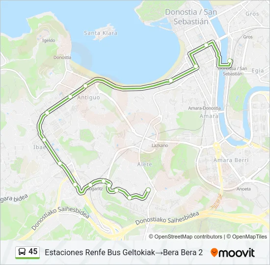 45 Bus Line Map