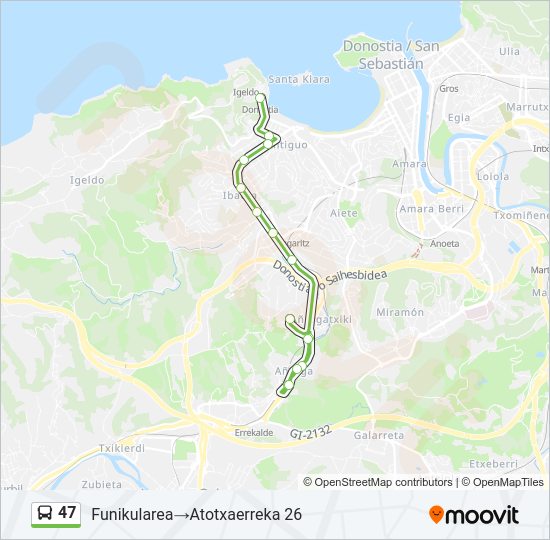 Mapa de 47 de autobús