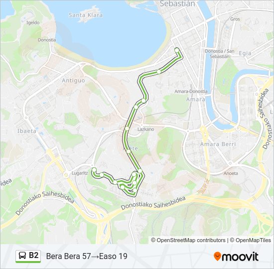 Mapa de B2 de autobús