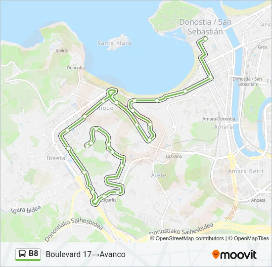 B8 Bus Line Map