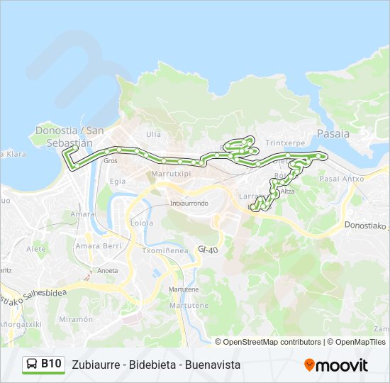 Mapa de B10 de autobús