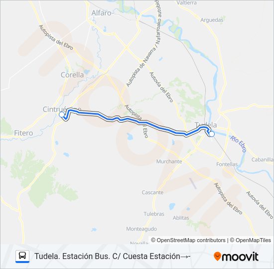 Mapa de PAMPLONA/IRUÑA-SORIA (POR AUTOPISTA) de autobús