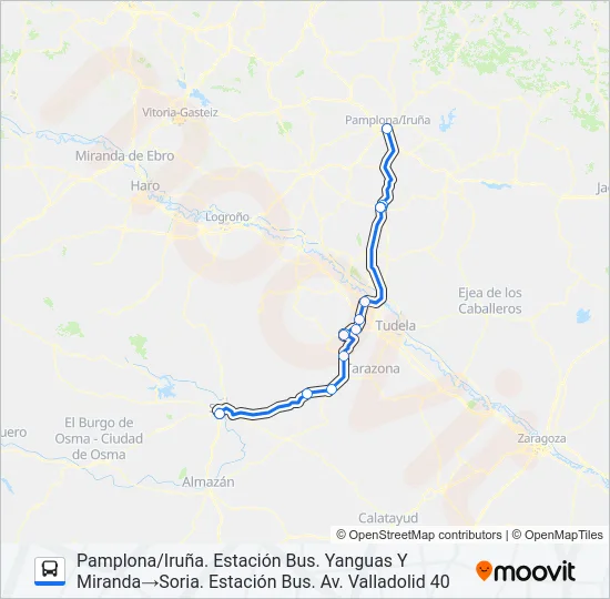 PAMPLONA/IRUÑA-SORIA (POR CARRETERA) Bus Line Map