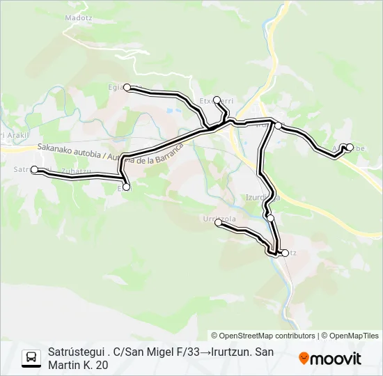 ARAKIL - IRURTZUN Bus Line Map