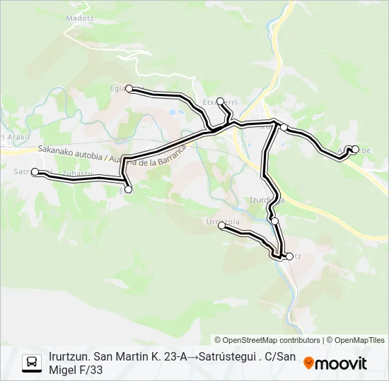 ARAKIL - IRURTZUN Bus Line Map