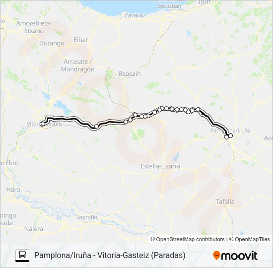 PAMPLONA/IRUÑA - VITORIA-GASTEIZ (PARADAS) Bus Line Map