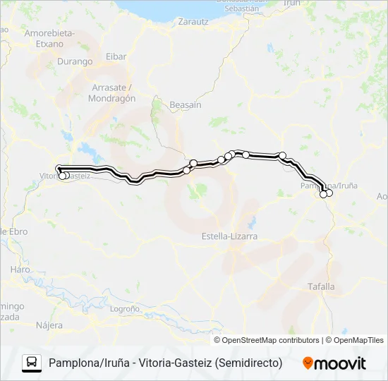 PAMPLONA/IRUÑA - VITORIA-GASTEIZ (SEMIDIRECTO) Bus Line Map