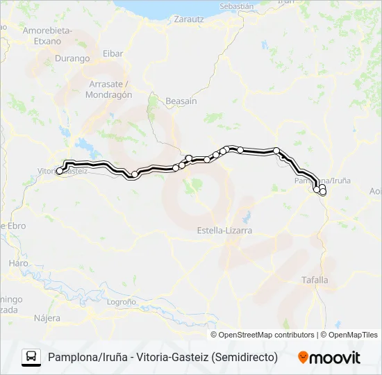 PAMPLONA/IRUÑA - VITORIA-GASTEIZ (SEMIDIRECTO) Bus Line Map