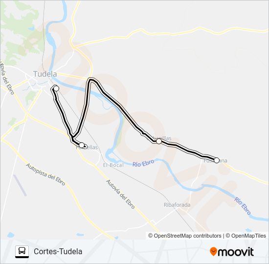 Mapa de CORTES-TUDELA de autobús