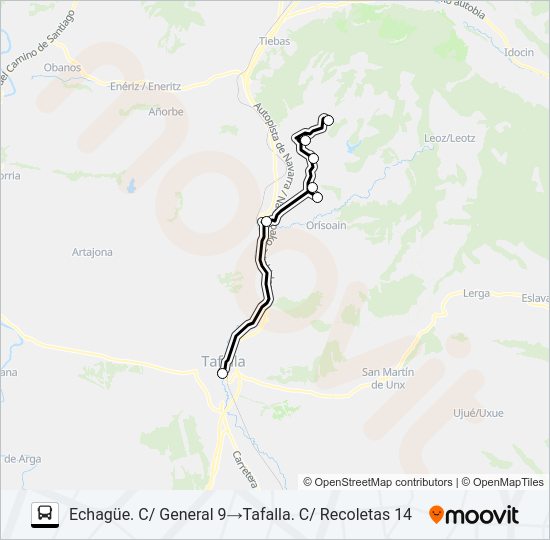 Mapa de ECHAGÜE - TAFALLA de autobús
