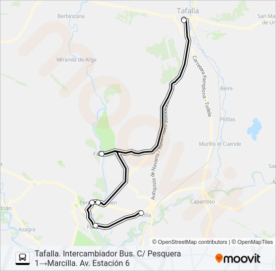 Mapa de MARCILLA -TAFALLA de autobús