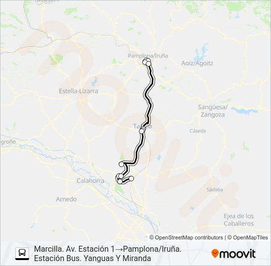 Mapa de MARCILLA -TAFALLA de autobús
