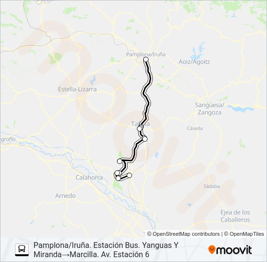 Mapa de MARCILLA -TAFALLA de autobús