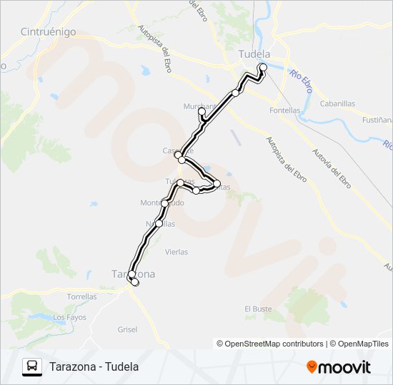 Mapa de TARAZONA - TUDELA de autobús