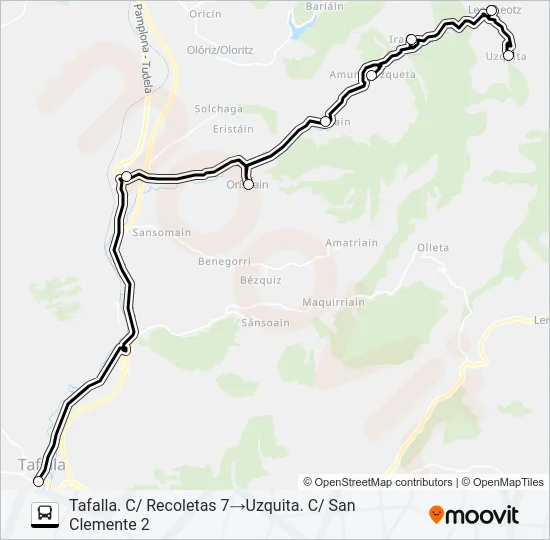 UZQUITA - TAFALLA Bus Line Map