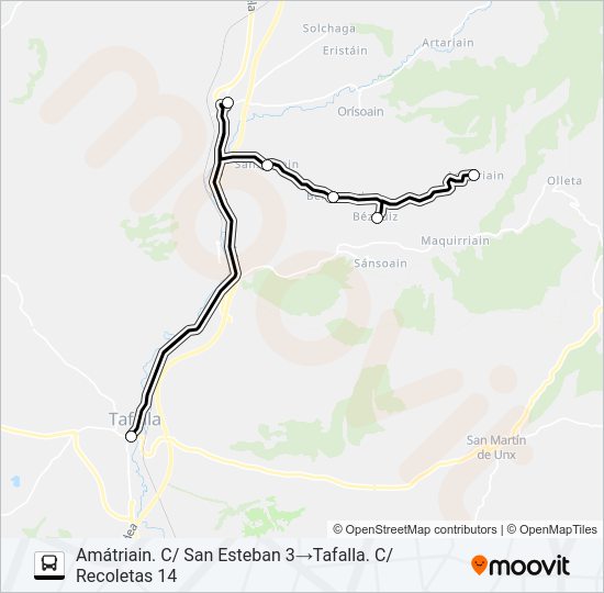 Mapa de AMATRIAIN - TAFALLA de autobús