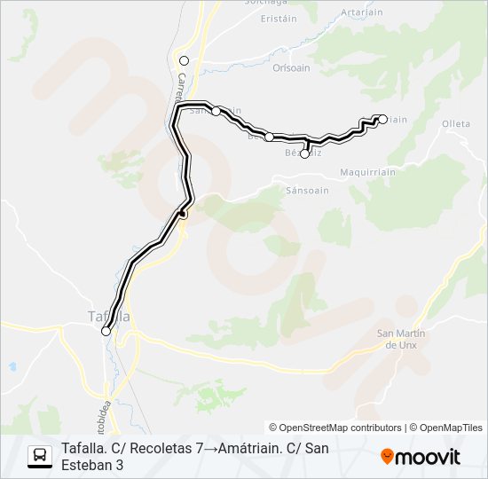 Mapa de AMATRIAIN - TAFALLA de autobús