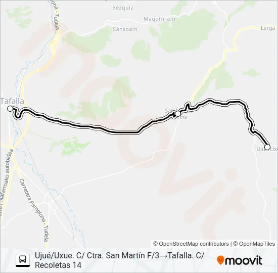 UJUÉ/UXUE - TAFALLA Bus Line Map