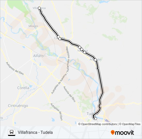 Mapa de VILLAFRANCA - TUDELA de autobús