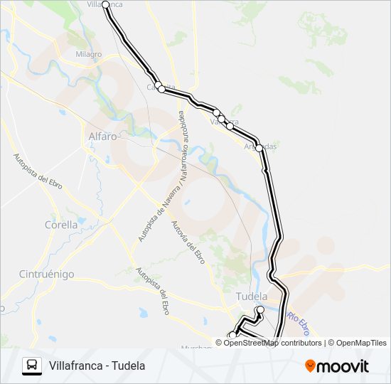 Mapa de VILLAFRANCA - TUDELA de autobús