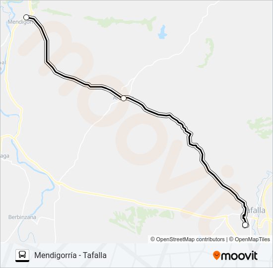 Mapa de MENDIGORRÍA - TAFALLA de autobús