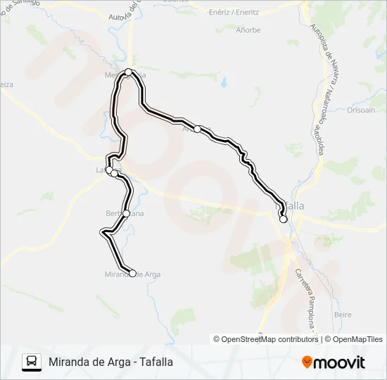MIRANDA DE ARGA - TAFALLA Bus Line Map