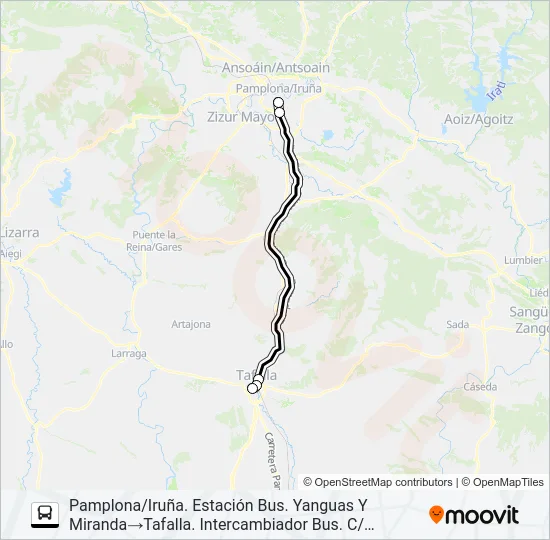 TAFALLA-PAMPLONA/IRUÑA (AUTOPISTA) Bus Line Map