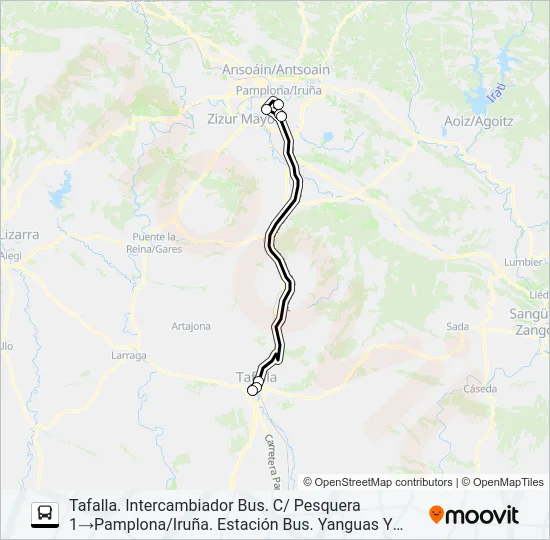 TAFALLA-PAMPLONA/IRUÑA (AUTOPISTA) Bus Line Map